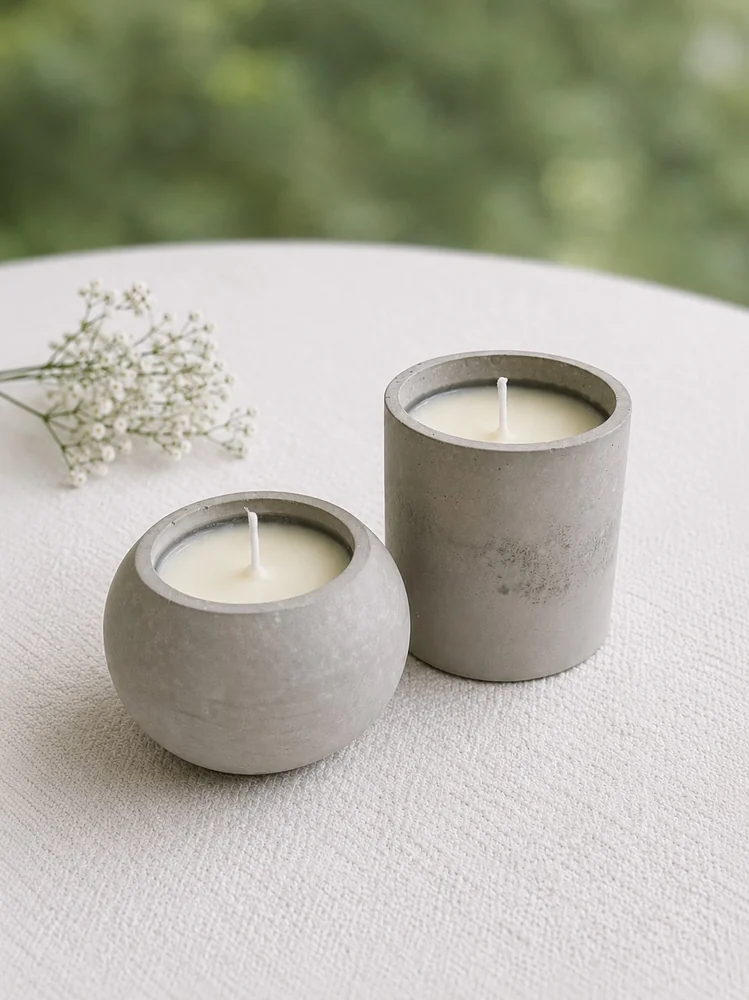 Concrete and ash memorial candle